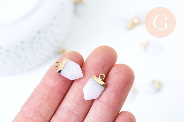Pendentif pointe jade blanc, pendentif , bijou pierre,pendentif pierre, jade naturel, pendentif pierre naturelle,19mm, x1 G5713