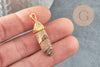 Pendentif pointe jaspe paysage naturel laiton doré 38-41mm, création bijoux pierre naturelle, x1 G2964