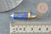 Pendentif pointe lapis lazulis naturel bleu laiton doré 37-41mm, x1 (G0904)