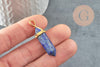 Pendentif pointe lapis lazulis naturel bleu laiton doré 37-41mm, x1 (G0904)