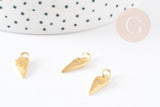 Pendentif pointe oeil laiton doré zircon 15mm, un pendentif doré sans nickel pour la création de bijoux chance x1 G3172
