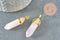 Pendentif pointe quartz rose naturel zamac doré 39-41mm, création bijoux pierre naturelle, x1 G1649