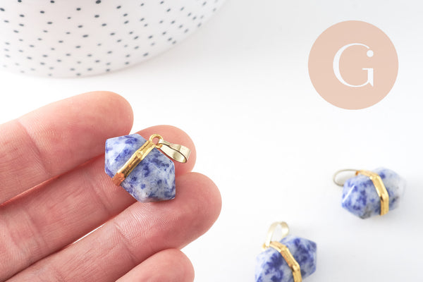 Pendentif pointe sodalite bleue,fourniture créative,pendentif bijoux, fabrication bijoux, pendentif pierre,sodalite naturelle,22mm, x1 (G1145)