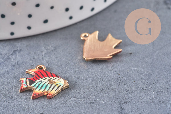 Pendentif poisson zamac doré 16.5mm, x5 (G4024)