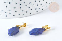 Pendentif polygone lapis lazuli naturel laiton doré 19,5mm, x1 (G7931)