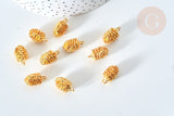 Pendentif pomme de pin zamac doré 19x11mm, fournitures bijoux, breloque zamac doré, bijou zamac, pendentif zamac, x10 G7853