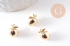 Pendentif pomme en laiton doré 18K 10mm, x2 (G10381)