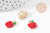 Pendentif pomme rouge zamac doré 15mm, x5 (G5473)