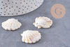 Pendentif porcelaine beige coquillage 30MM, perle céramique géométrique fabrication bijoux céramique blanche, x1 (G3310)