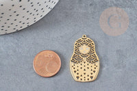 Pendentif poupée russe acier doré 37mm, breloque doré, acier inoxydable doré, pendentif sans nickel, x1 G6126
