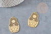 Pendentif poupée russe acier doré 37mm, breloque doré, acier inoxydable doré, pendentif sans nickel, x1 G6126
