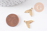 Pendentif queue de poisson acier 201 inoxydable doré 14mm, x2 (G10223)