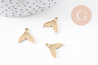 Pendentif queue de poisson acier 201 inoxydable doré 14mm, x2 (G10223)