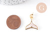 Pendentif queue de poisson acrylique blanc nacré laiton doré 18K 21mm, x1 (G10085)