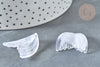Pendentif queue de poisson acrylique blanc transparent 27mm, x2 (G7281)