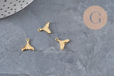 Textured mermaid tail pendant, 304 stainless steel, gold IP, 11mm, x1
