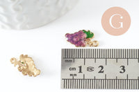Pendentif raisin émaillé doré,pendentif fruit création bijoux, pendentif doré, 17mm, x5 (G3512)