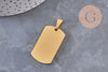 Pendentif rectangle acier inoxydable 304 doré PVD à graver 34.5mm, x1 (G10970)
