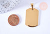 Pendentif rectangle acier inoxydable 304 doré à graver 35mm, x1 (G6878)