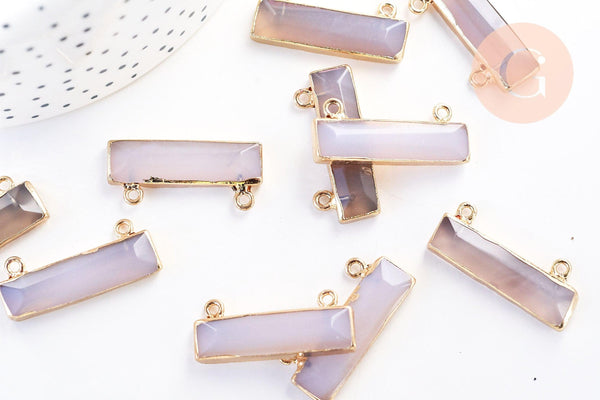 Pendentif rectangle agate naturelle grise,pendentif bijoux, pendentif agate,pendentif pierre, agate naturelle,30.5mm, x1 G6266