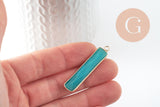 Pendentif rectangle amazonite naturelle laiton doré 46.5mm, x1 (G0299)