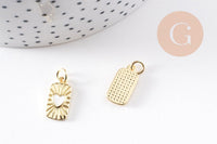 Pendentif rectangle coeur nacre naturelle laiton doré 16.5mm, x1 (G10255)