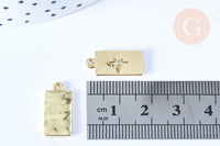 Pendentif rectangle étoile cristal blanc laiton doré 18,5mm création bijoux astro, x1 G7115