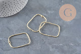 Pendentif rectangle évidé zamac doré texturé 46mm, x2 (G11260)