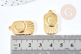 Pendentif rectangle lune acier 304 inoxydable doré 25mm, x1 (G8710)
