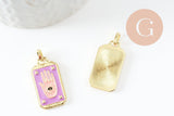 Pendentif rectangle mystique laiton doré 18k 26mm, x1 (G10048)