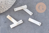Pendentif rectangle nacre blanche naturelle 30mm, perle rectangulaire coquillage blanc, x5 G1080