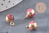 Pendentif regalite rouge, pierre brute,création bijoux, pendentif doré, pierre naturelle,régalite naturelle,12mm, x1 G3539