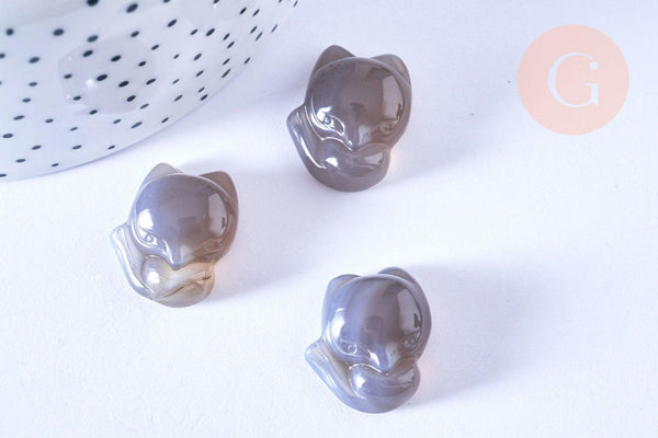 Pendentif renard agate naturelle pour création de bijou en pierre, pendentif pierre ,23mm, x1, G6650