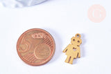 Pendentif robot en acier doré inoxydable 17.5mm, breloque doré, acier inoxydable doré, pendentif sans nickel, création bijoux, x1 (G6795)