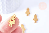 Pendentif robot en acier doré inoxydable 17.5mm, breloque doré, acier inoxydable doré, pendentif sans nickel, création bijoux, x1 (G6795)