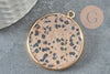 Pendentif ronc jaspe dalmatien naturel laiton doré 36mm, x1 (G2814)
