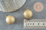 Pendentif rond Bola harmonie carillon en laiton doré sablé 22mm, x1 (G9506)