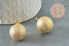 Pendentif rond Bola harmonie carillon en laiton doré sablé 22mm, x1 (G9506)