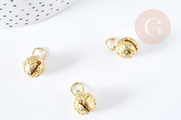 Pendentif rond Grelot carillon laiton brut 15.5mm, création bijoux grossesse, fantaisie carillon mystique, x1 (G8870)