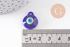 Pendentif rond Mauvais Oeil verre artisanal bleu 12mm,création bijoux chance, x1 (G3236)