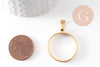Pendentif rond acier 201 inoxydable doré sans fond 28mm, x1 (G10191)