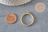Pendentif rond acier 304 inoxydable doré sans fond 27.5mm, x1 (G11250)