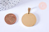 Pendentif rond acier inoxydable 304 doré à graver 25mm, x1 (G6874)