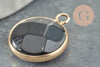 Pendentif rond agate noire,agate naturelle,pendentif pierre,20mm, x1 G0677