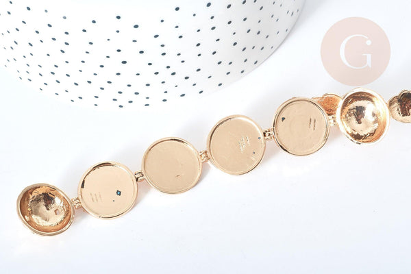 Pendentif rond ailes dépliant laiton doré 25,5mm, porte-photos, bijou original, x1 (G8065)