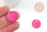 Pendentif rond aluminium rose fuchsia à graver 20mm, x1 (G10186)