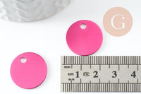 Pendentif rond aluminium rose fuchsia à graver 20mm, x1 (G10186)