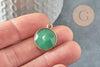 Pendentif rond aventurine naturelle verte laiton doré 20mm, x1 (G1422)