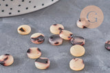 Pendentif rond beige acétate,perle acétate, perles plastique,connecteur plastique, 10mm x2 ou x10 (G2177)