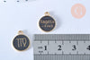Pendentif rond constellation zamac doré zircon émail noir 15mm, x1 (G6667)